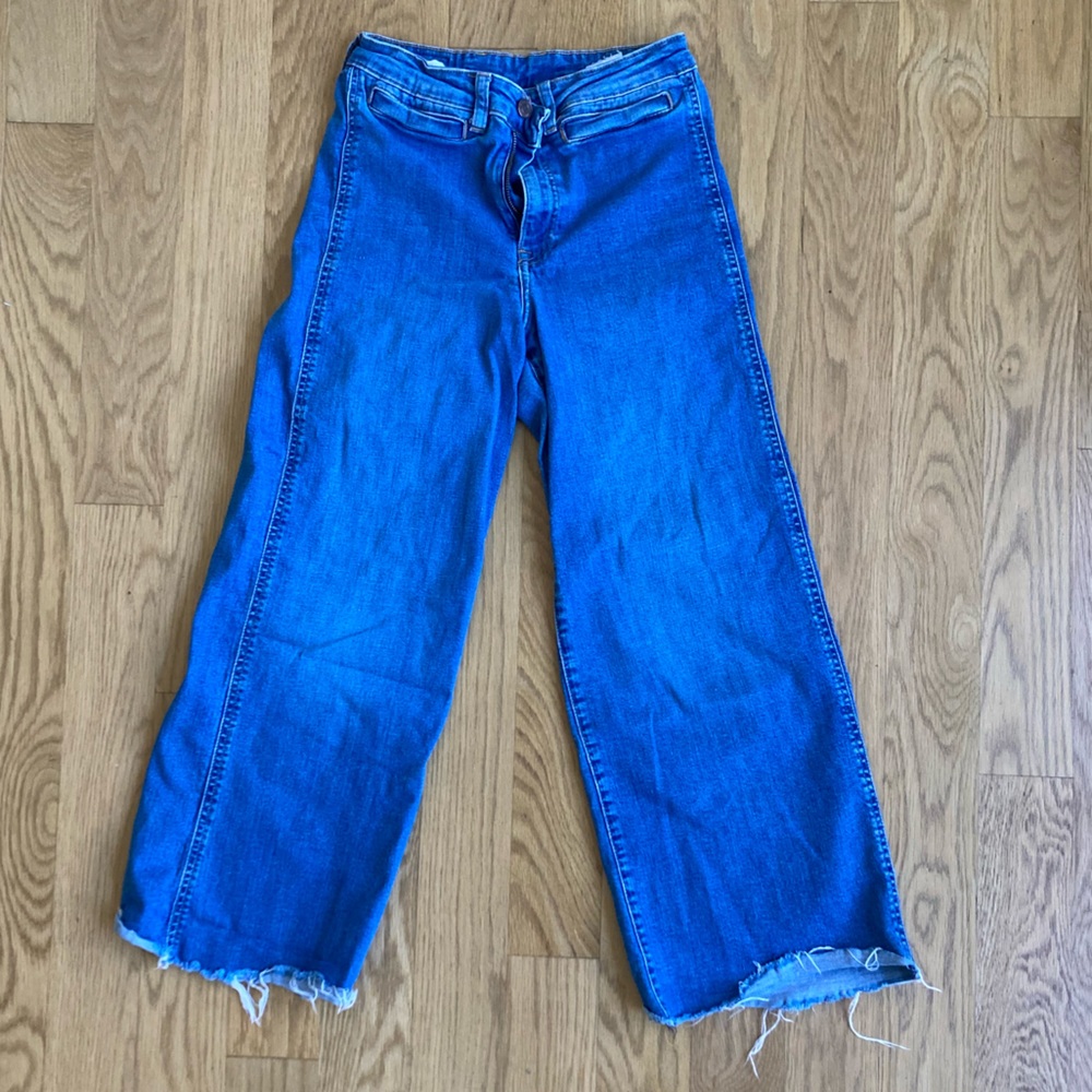 H&M &Denim High Waist Culotte Fray Hem Jeans Size 6